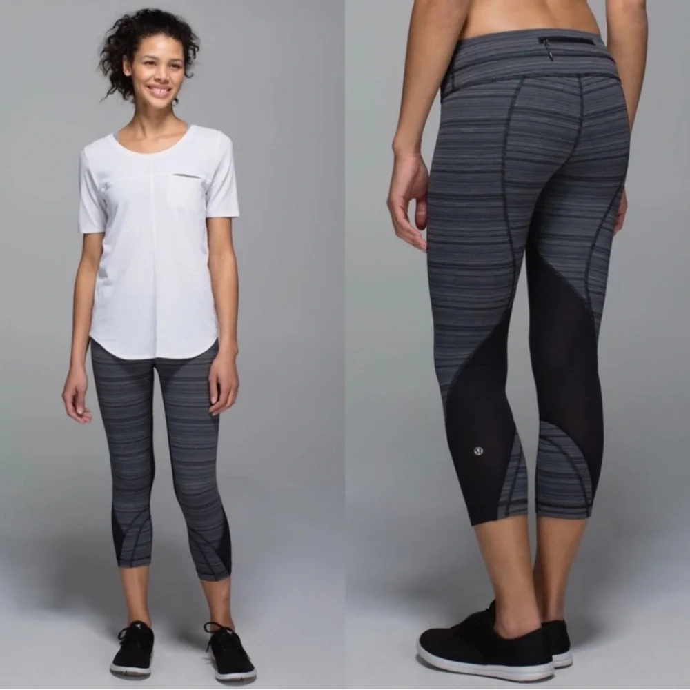 Lululemon Run Inspire Crop II Cyber Stripe Gray 2